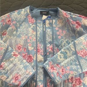 Cider Blue and Pink Floral Blazer Quilted Jacket Cottagecore NWT